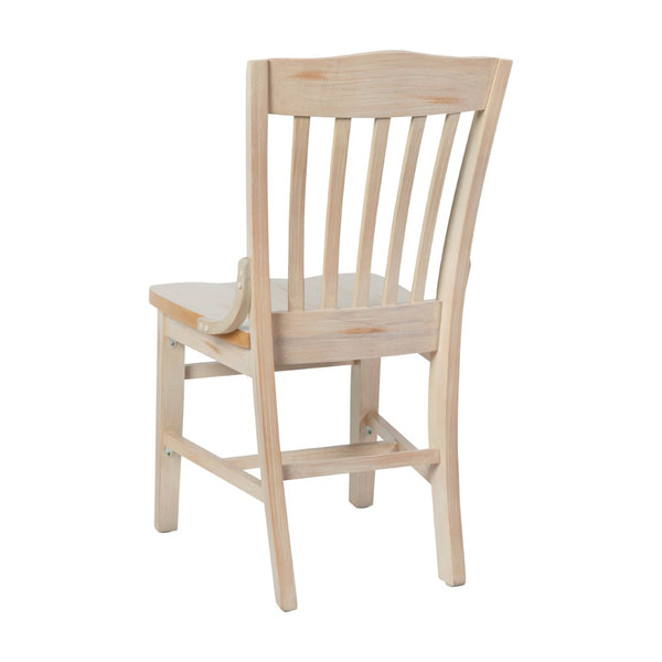 English Elm HERCULES School House Back Restaurant Chair - Durable Wood Design for Stylish Dining Spaces Antique White XU-DG-W0006-ANTWHT-GG