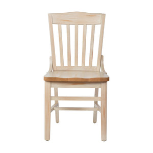 English Elm HERCULES School House Back Restaurant Chair - Durable Wood Design for Stylish Dining Spaces Antique White XU-DG-W0006-ANTWHT-GG