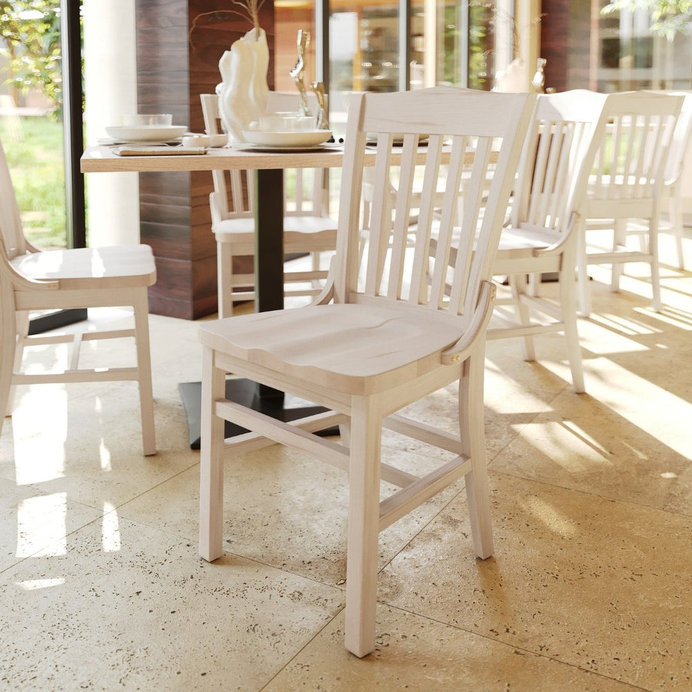 English Elm HERCULES School House Back Restaurant Chair - Durable Wood Design for Stylish Dining Spaces Antique White XU-DG-W0006-ANTWHT-GG