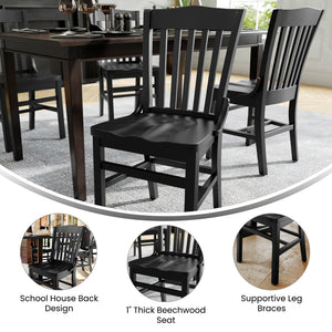 English Elm HERCULES School House Back Restaurant Chair - Durable Wood Design for Stylish Dining Spaces Black XU-DG-W0006-BLK-GG