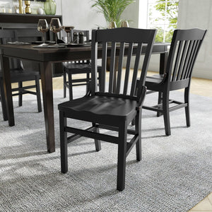 English Elm HERCULES School House Back Restaurant Chair - Durable Wood Design for Stylish Dining Spaces Black XU-DG-W0006-BLK-GG