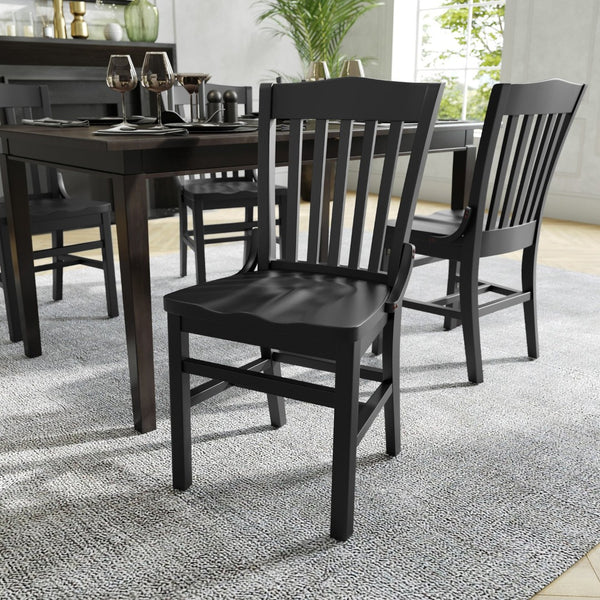 English Elm HERCULES School House Back Restaurant Chair - Durable Wood Design for Stylish Dining Spaces Black XU-DG-W0006-BLK-GG