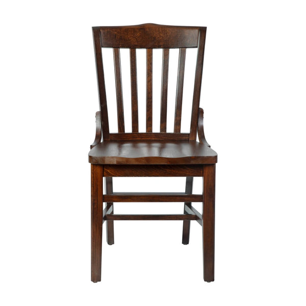 English Elm HERCULES School House Back Restaurant Chair - Durable Wood Design for Stylish Dining Spaces Walnut XU-DG-W0006-WAL-GG