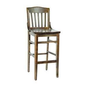 English Elm HERCULES School House Back Wood Barstool – Timeless Design for Restaurants, Bars, and Homes Antique Copper XU-DG-W0006B-ANTCPR-GG