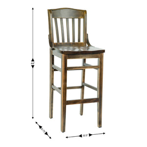 English Elm HERCULES School House Back Wood Barstool – Timeless Design for Restaurants, Bars, and Homes Antique Copper XU-DG-W0006B-ANTCPR-GG