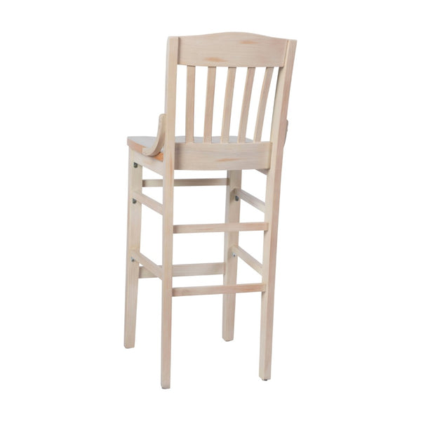 English Elm HERCULES School House Back Wood Barstool – Timeless Design for Restaurants, Bars, and Homes Antique White XU-DG-W0006B-ANTWHT-GG