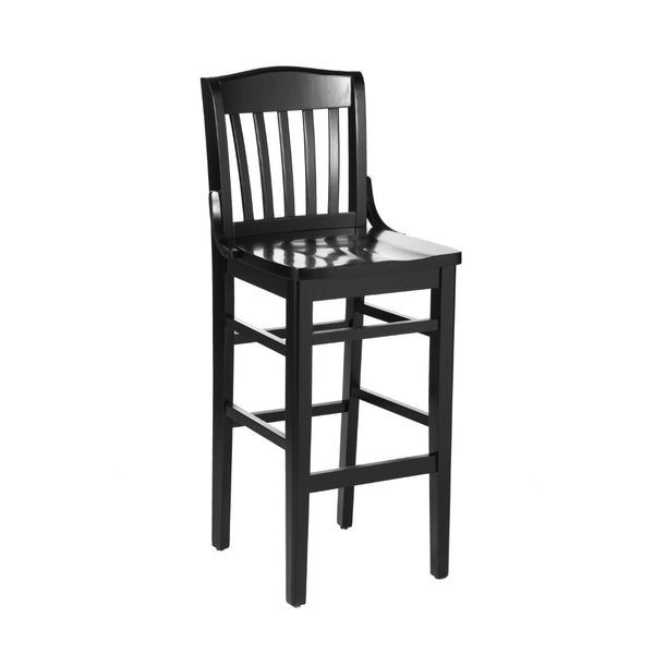 English Elm HERCULES School House Back Wood Barstool – Timeless Design for Restaurants, Bars, and Homes Black XU-DG-W0006B-BLK-GG