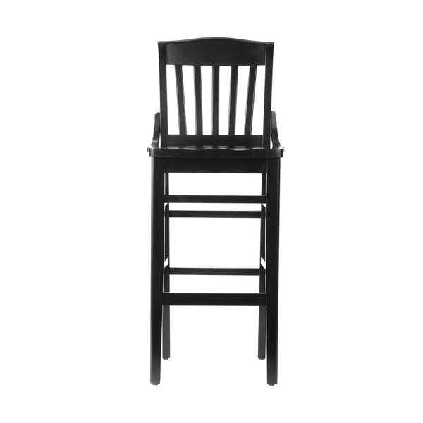 English Elm HERCULES School House Back Wood Barstool – Timeless Design for Restaurants, Bars, and Homes Black XU-DG-W0006B-BLK-GG