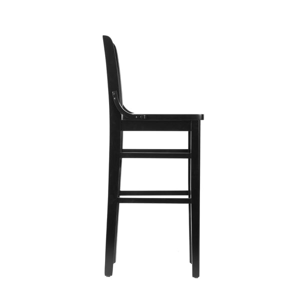 English Elm HERCULES School House Back Wood Barstool – Timeless Design for Restaurants, Bars, and Homes Black XU-DG-W0006B-BLK-GG