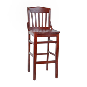 English Elm HERCULES School House Back Wood Barstool – Timeless Design for Restaurants, Bars, and Homes Mahogany XU-DG-W0006BAR-MAH-GG