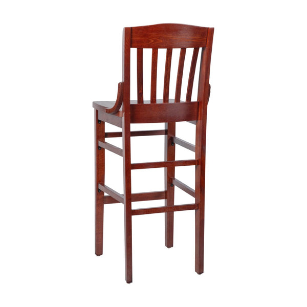 English Elm HERCULES School House Back Wood Barstool – Timeless Design for Restaurants, Bars, and Homes Mahogany XU-DG-W0006BAR-MAH-GG