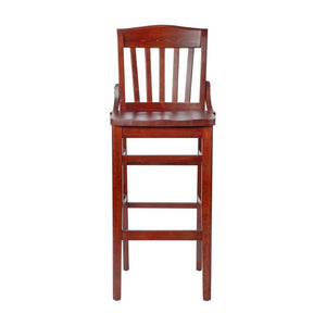 English Elm HERCULES School House Back Wood Barstool – Timeless Design for Restaurants, Bars, and Homes Mahogany XU-DG-W0006BAR-MAH-GG