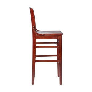 English Elm HERCULES School House Back Wood Barstool – Timeless Design for Restaurants, Bars, and Homes Mahogany XU-DG-W0006BAR-MAH-GG