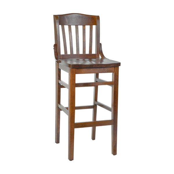 English Elm HERCULES School House Back Wood Barstool – Timeless Design for Restaurants, Bars, and Homes Walnut XU-DG-W0006BAR-WAL-GG