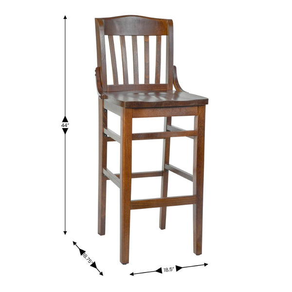 English Elm HERCULES School House Back Wood Barstool – Timeless Design for Restaurants, Bars, and Homes Walnut XU-DG-W0006BAR-WAL-GG
