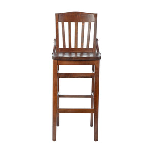 English Elm HERCULES School House Back Wood Barstool – Timeless Design for Restaurants, Bars, and Homes Walnut XU-DG-W0006BAR-WAL-GG