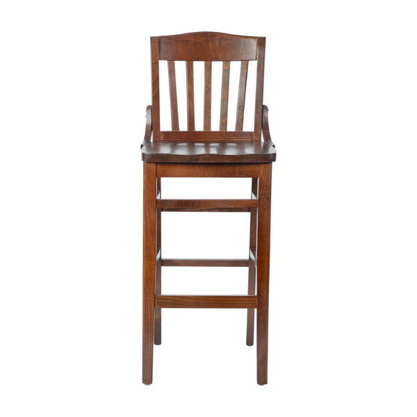 English Elm HERCULES School House Back Wood Barstool – Timeless Design for Restaurants, Bars, and Homes Walnut XU-DG-W0006BAR-WAL-GG