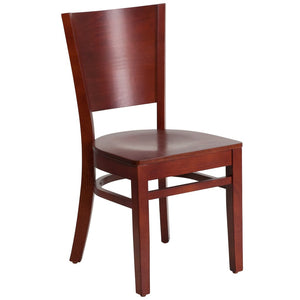 English Elm Lacey Series Solid Back Restaurant Chair – Durable Comfort with Elegant Mahogany Design for Dining Mahogany Wood Seat/Mahogany Wood Frame XU-DG-W0094B-MAH-MAH-GG