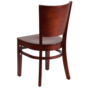 English Elm Lacey Series Solid Back Restaurant Chair – Durable Comfort with Elegant Mahogany Design for Dining Mahogany Wood Seat/Mahogany Wood Frame XU-DG-W0094B-MAH-MAH-GG
