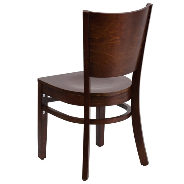 English Elm Lacey Series Solid Back Restaurant Chair – Durable Comfort with Elegant Mahogany Design for Dining Walnut Wood Seat/Walnut Wood Frame XU-DG-W0094B-WAL-WAL-GG