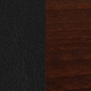 English Elm Darby Series Slat-Back Barstool - Elegant Mahogany Finish with Padded Comfort for Dining Spaces Black Vinyl Seat/Walnut Wood Frame XU-DG-W0108BBAR-WAL-BLKV-GG