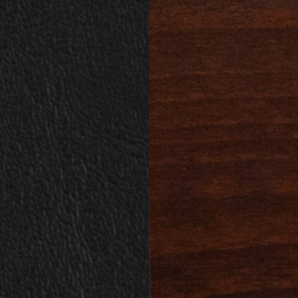 English Elm Darby Series Slat-Back Barstool - Elegant Mahogany Finish with Padded Comfort for Dining Spaces Black Vinyl Seat/Walnut Wood Frame XU-DG-W0108BBAR-WAL-BLKV-GG