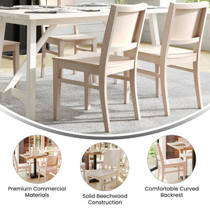 English Elm Naples Solid Wood Dining Chair - Commercial Grade Comfort with Curved Backrest for Elegant Spaces Antique White XU-DG-W0305-ANTWHT-GG