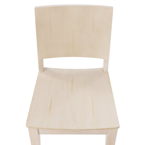 English Elm Naples Solid Wood Dining Chair - Commercial Grade Comfort with Curved Backrest for Elegant Spaces Antique White XU-DG-W0305-ANTWHT-GG