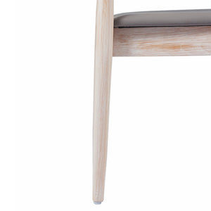 English Elm Chester Commercial-Grade Solid Wood Dining Chair with Curved Backrest for Classic Dining Elegance Brown Vinyl Seat/Antique White Wood Frame XU-DG-W0359-ANTWHT-GG