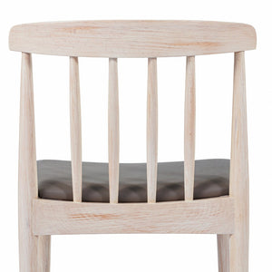 English Elm Chester Commercial-Grade Solid Wood Dining Chair with Curved Backrest for Classic Dining Elegance Brown Vinyl Seat/Antique White Wood Frame XU-DG-W0359-ANTWHT-GG