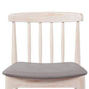 English Elm Chester Commercial-Grade Solid Wood Dining Chair with Curved Backrest for Classic Dining Elegance Brown Vinyl Seat/Antique White Wood Frame XU-DG-W0359-ANTWHT-GG