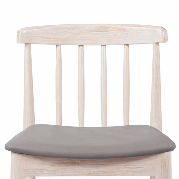 English Elm Chester Commercial-Grade Solid Wood Dining Chair with Curved Backrest for Classic Dining Elegance Brown Vinyl Seat/Antique White Wood Frame XU-DG-W0359-ANTWHT-GG