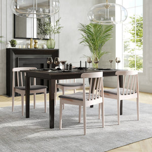 English Elm Chester Commercial-Grade Solid Wood Dining Chair with Curved Backrest for Classic Dining Elegance Brown Vinyl Seat/Antique White Wood Frame XU-DG-W0359-ANTWHT-GG