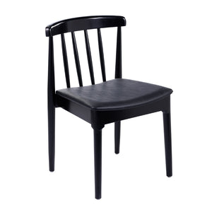 English Elm Chester Commercial-Grade Solid Wood Dining Chair with Curved Backrest for Classic Dining Elegance Black Vinyl Seat/Black Wood Frame XU-DG-W0359-BLK-GG