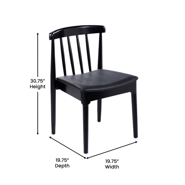 English Elm Chester Commercial-Grade Solid Wood Dining Chair with Curved Backrest for Classic Dining Elegance Black Vinyl Seat/Black Wood Frame XU-DG-W0359-BLK-GG