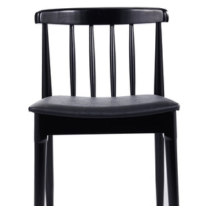 English Elm Chester Commercial-Grade Solid Wood Dining Chair with Curved Backrest for Classic Dining Elegance Black Vinyl Seat/Black Wood Frame XU-DG-W0359-BLK-GG
