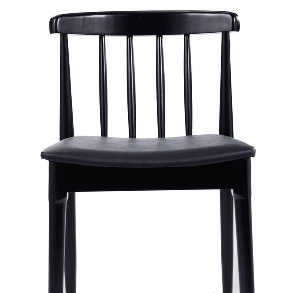 English Elm Chester Commercial-Grade Solid Wood Dining Chair with Curved Backrest for Classic Dining Elegance Black Vinyl Seat/Black Wood Frame XU-DG-W0359-BLK-GG