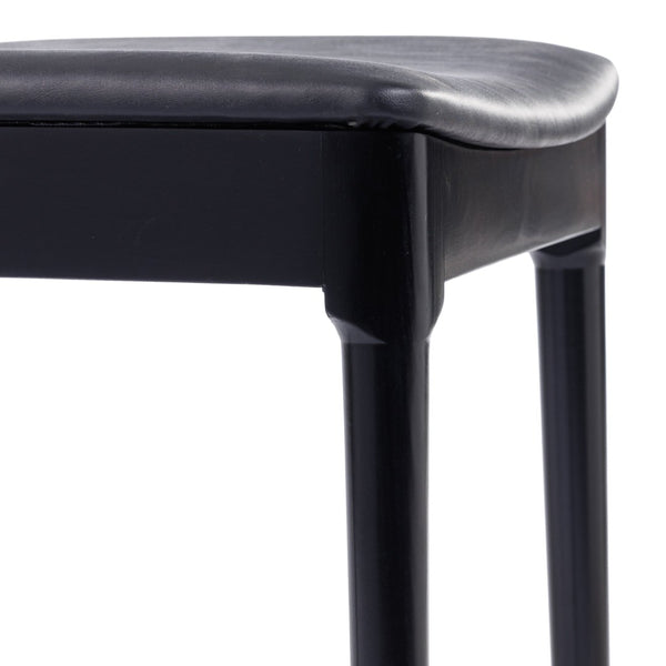 English Elm Chester Commercial-Grade Solid Wood Dining Chair with Curved Backrest for Classic Dining Elegance Black Vinyl Seat/Black Wood Frame XU-DG-W0359-BLK-GG