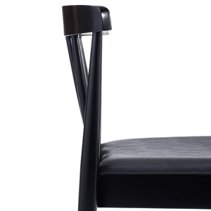 English Elm Chester Commercial-Grade Solid Wood Dining Chair with Curved Backrest for Classic Dining Elegance Black Vinyl Seat/Black Wood Frame XU-DG-W0359-BLK-GG