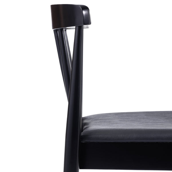 English Elm Chester Commercial-Grade Solid Wood Dining Chair with Curved Backrest for Classic Dining Elegance Black Vinyl Seat/Black Wood Frame XU-DG-W0359-BLK-GG