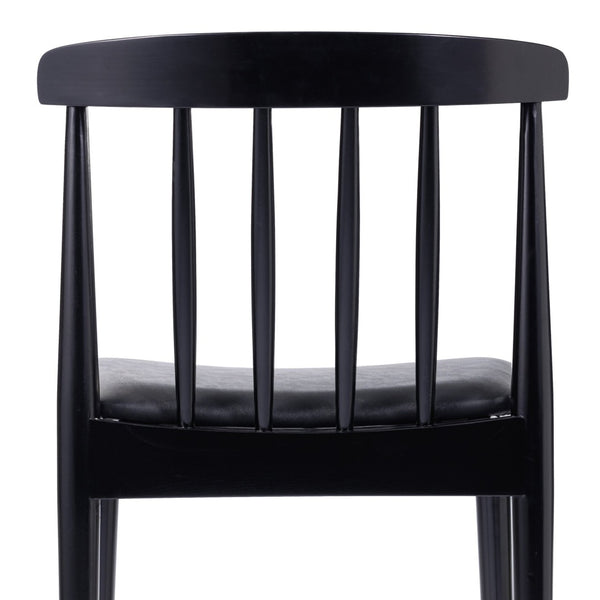 English Elm Chester Commercial-Grade Solid Wood Dining Chair with Curved Backrest for Classic Dining Elegance Black Vinyl Seat/Black Wood Frame XU-DG-W0359-BLK-GG