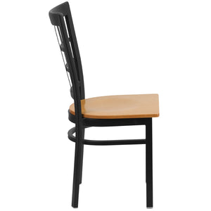 English Elm HERCULES Series Durable Window-Back Metal Restaurant Chair for Stylish Home & Commercial Dining Spaces Natural Wood Seat/Black Metal Frame XU-DG6Q3BWIN-NATW-GG