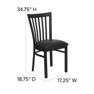 English Elm HERCULES Classic Heavy-Duty Metal School House Chair for Dining, Café, and Restaurant Use Black Vinyl Seat/Black Metal Frame XU-DG6Q4BSCH-BLKV-GG