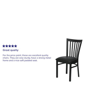 English Elm HERCULES Classic Heavy-Duty Metal School House Chair for Dining, Café, and Restaurant Use Black Vinyl Seat/Black Metal Frame XU-DG6Q4BSCH-BLKV-GG