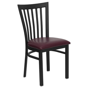 English Elm HERCULES Classic Heavy-Duty Metal School House Chair for Dining, Café, and Restaurant Use Burgundy Vinyl Seat/Black Metal Frame XU-DG6Q4BSCH-BURV-GG