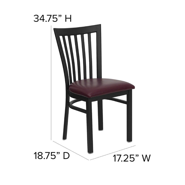 English Elm HERCULES Classic Heavy-Duty Metal School House Chair for Dining, Café, and Restaurant Use Burgundy Vinyl Seat/Black Metal Frame XU-DG6Q4BSCH-BURV-GG