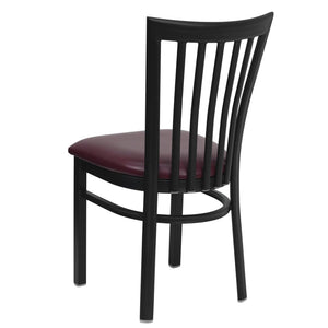 English Elm HERCULES Classic Heavy-Duty Metal School House Chair for Dining, Café, and Restaurant Use Burgundy Vinyl Seat/Black Metal Frame XU-DG6Q4BSCH-BURV-GG