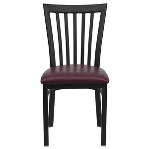 English Elm HERCULES Classic Heavy-Duty Metal School House Chair for Dining, Café, and Restaurant Use Burgundy Vinyl Seat/Black Metal Frame XU-DG6Q4BSCH-BURV-GG