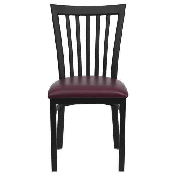 English Elm HERCULES Classic Heavy-Duty Metal School House Chair for Dining, Café, and Restaurant Use Burgundy Vinyl Seat/Black Metal Frame XU-DG6Q4BSCH-BURV-GG