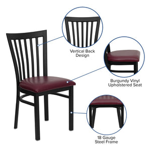 English Elm HERCULES Classic Heavy-Duty Metal School House Chair for Dining, Café, and Restaurant Use Burgundy Vinyl Seat/Black Metal Frame XU-DG6Q4BSCH-BURV-GG